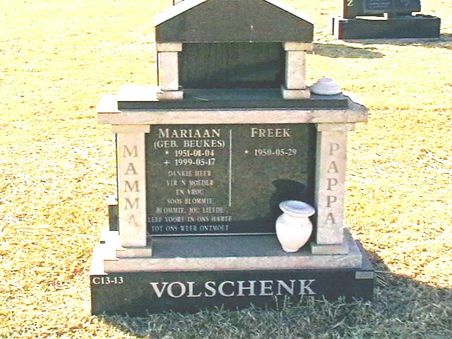 VOLSCHENK Freek 1950- &amp; Mariaan BEUKES 1951-1999