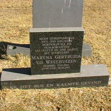 WESTHUIZEN Maryna Gertruida, van der 1923-2002