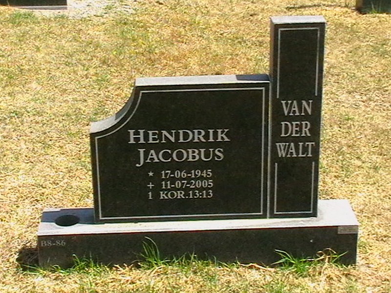 WALT Hendrik Jacobus, van der 1945-2005