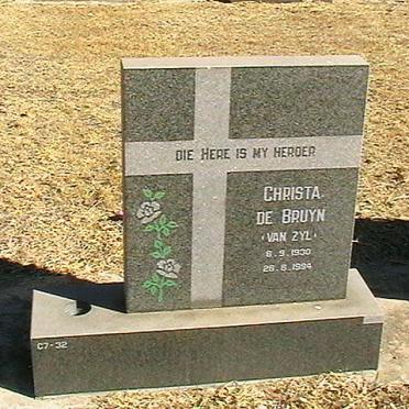BRUYN Christa nee VAN ZYL, de 1930-1994