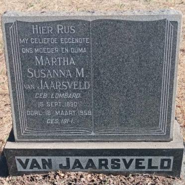JAARSVELD Martha Susanna M., van nee LOMBARD 1890-1958