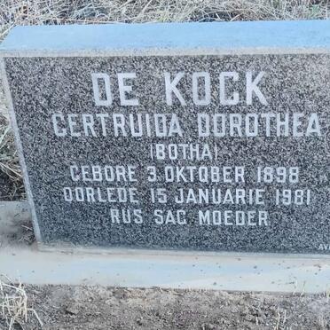 KOCK Gertruida Dorothea, de nee BOTHA 1898-1981