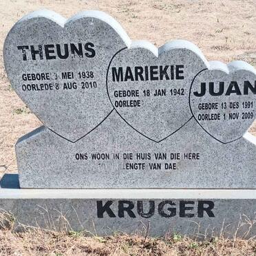KRUGER Theuns 1938-2010 & Mariekie 1942- :: KRUGER Juan 1991-2009