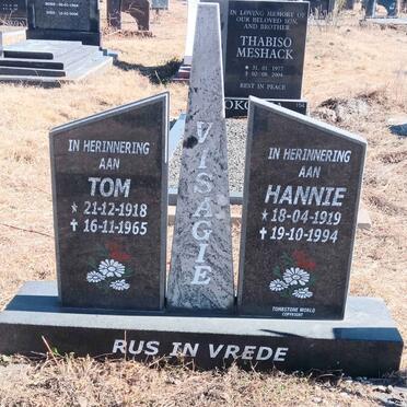 VISAGIE Tom 1918-1965 & Hannie 1919-1994