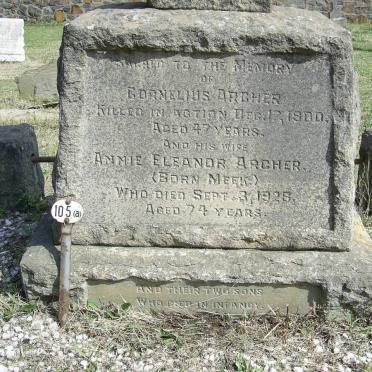 ARCHER Cornelius  -1900 &amp; Annie Eleanor MEEK  -1925