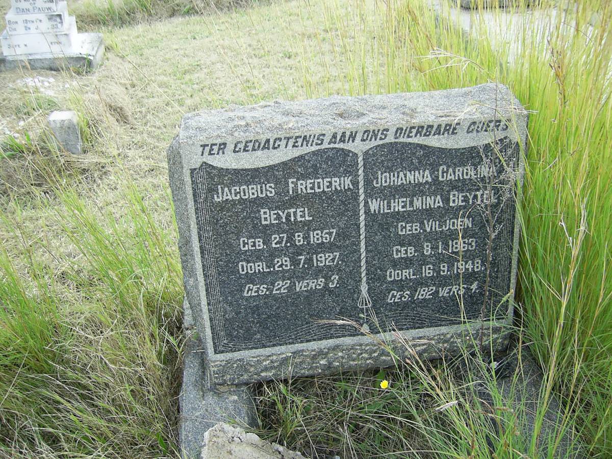 BEYTEL Jacobus Frederik 1857-1927 &amp; Johanna Carolina Wilhelmina VILJOEN 1863-1948
