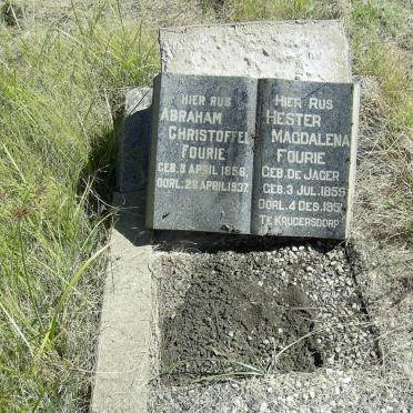 FOURIE Abraham Christoffel 1856-1937 &amp; Hester Magdalena DE JAGER 1859-1951