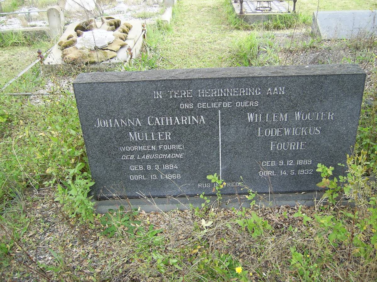 FOURIE Willem Wouter Lodewickus 1889-1932 :: MULLER Johanna Catharina formerly FOURIE nee LABUSCHAGNE 1884-1968