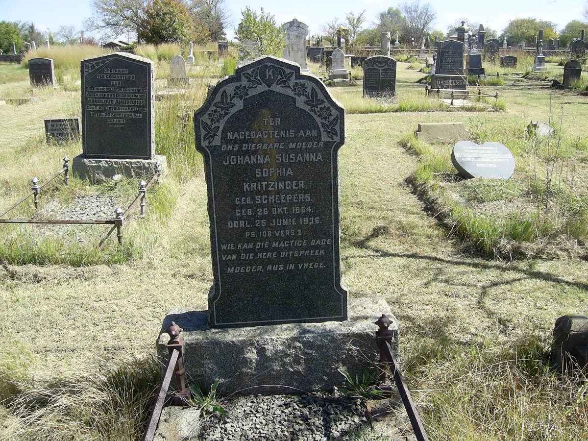 KRITZINGER Johanna Susanna Sophia nee SCHEEPERS 1864-1936