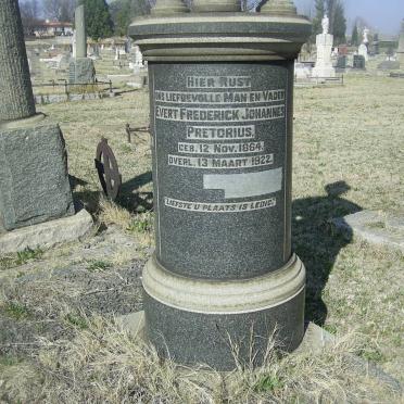 PRETORIUS Evert Frederick Johannes 1864-1922 &amp; Elsje Otto ERASMUS 1874-1967 