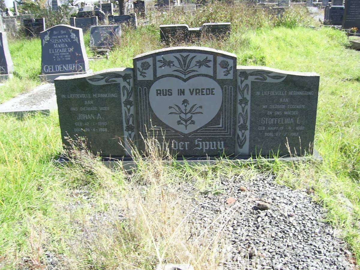 SPUY Johan A., van der 1890-1958 &amp; Stoffelina C. HAUPT -1967
