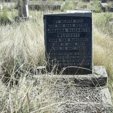 WESTCOTT Johanna Elizabeth nee VAN RENSBURG 1887-1945