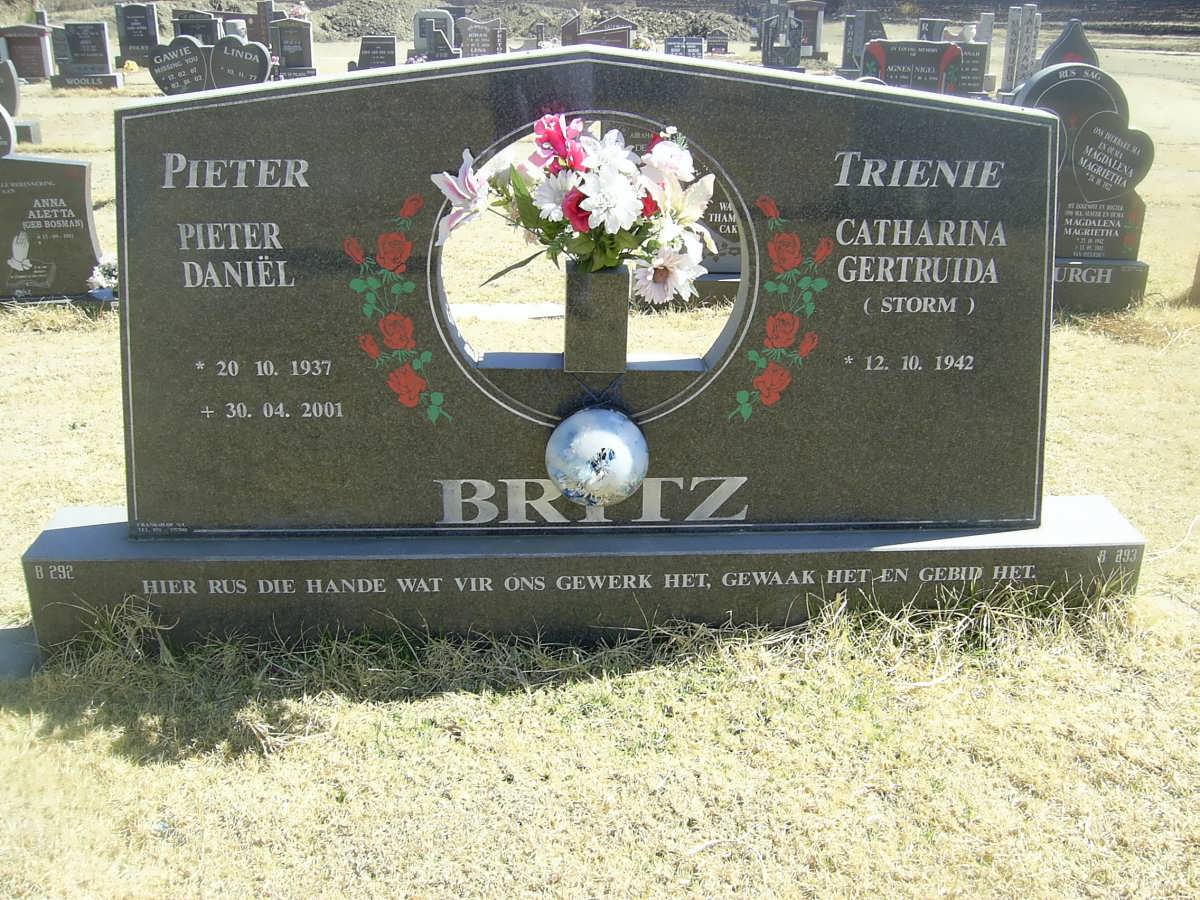 BRITZ Pieter Daniel 1937-2001 &amp; Catharina Gertruida STORM 1942-