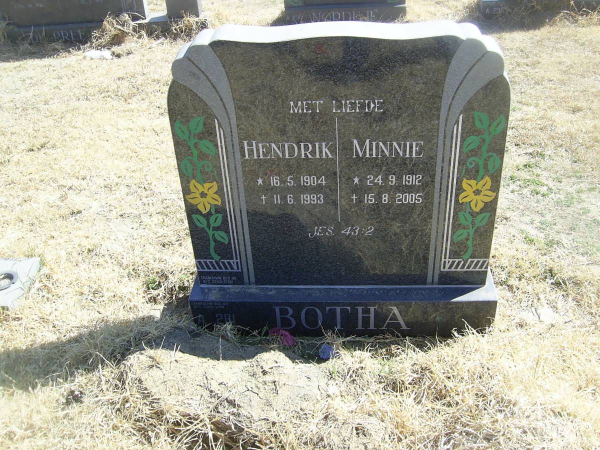BOTHA Hendrik 1904-1993 &amp; Minnie 1912-2005