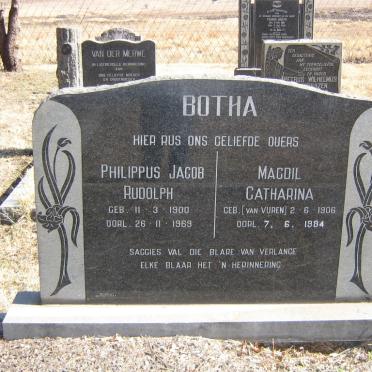 BOTHA Philippus Jacob Rudolph 1900-1969 &amp; Magdil Catharina VAN VUREN 1906-1984