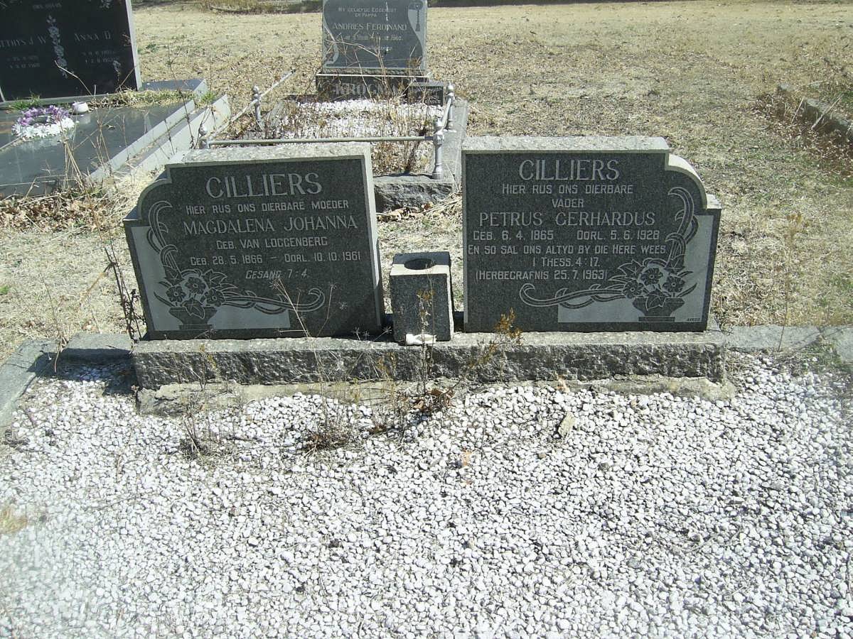 CILLIERS Petrus Gerhardus 1865-1928 &amp; Magdalena Johanna LOGGENBERG 1866-1961