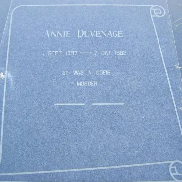 DUVENAGE Annie 1897-1982
