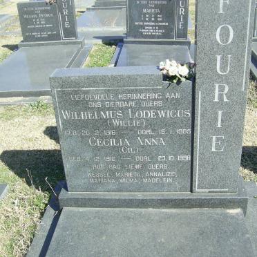 FOURIE Wilhelmus Lodewicus 1916-1985 &amp; Cecilia Anna 1916-1998