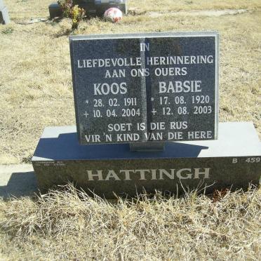 HATTINGH Koos 1911-2004 &amp; Babsie 1920-2003