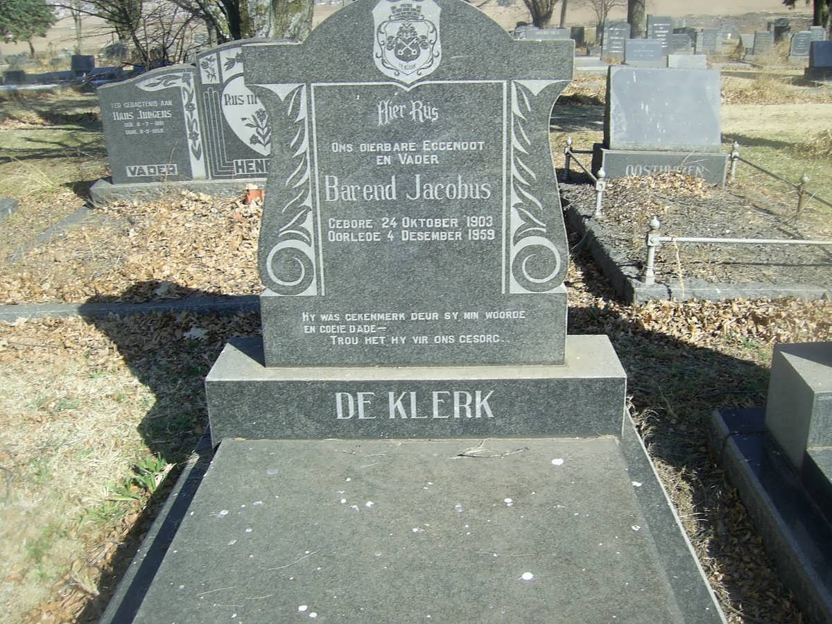 KLERK Barend Jacobus, de 1903-1959