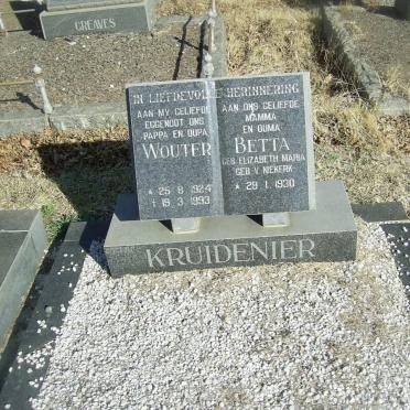 KRUIDENIER Wouter 1924-1993 &amp; Elizabeth Maria VAN NIEKERK 1930-