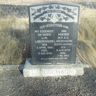 LABUSCHAGNE J.M. 1865-1962 &amp; M.P.A.G. WOLMARANS 1873-1962