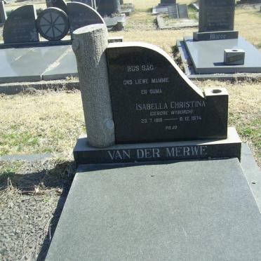 MERWE Isabella Christina, van der nee MYBURGH 1918-1974