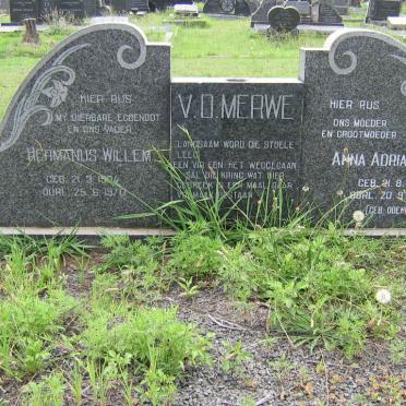 MERWE Hermanus Willem, v.d 1904-1970 &amp; Anna Adriana ODENDAAL 1911-1990