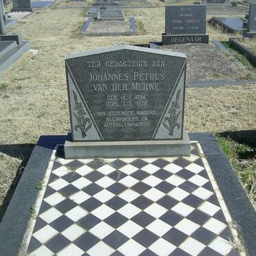 MERWE Johannes Petrus, van der 1894-1979