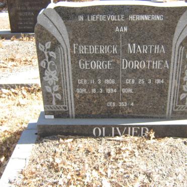 OLIVIER Frederick George 1906-1994 &amp; Martha Dorothea 1914-