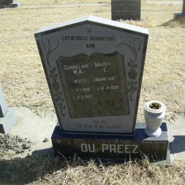 PREEZ Cornelius W.A., du 1936-1997 &amp; Maria E. 1935-