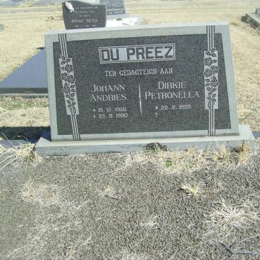 PREEZ Johan Andries, du 1906-1980 &amp; Dirkie Petronella 1925-