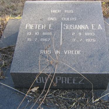 PREEZ Pieter E., du 1888-1967 &amp; Susanna E.A. 1893-1975