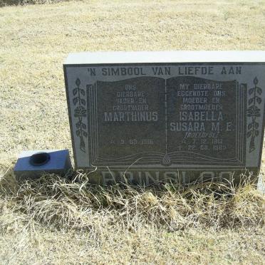 PRINSLOO Marthinus 1916-  &amp; Isabella Susara M.E. ROELOFSE 1913-1989