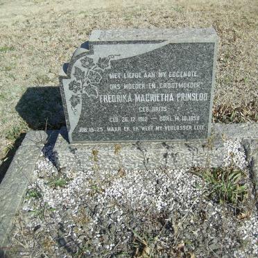 PRINSLOO  Fredrika Magrietha nee BRITS 1912-1958