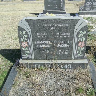 PLESSIS Francois Jacobus, du 1943- &amp; Elizabeth Jacoba 1947-1986