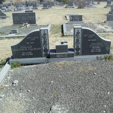 ROUX Adriaan Marthinus Fracois 1897-1982 &amp; Johanna Elizabeth BRUWER 1902-1988