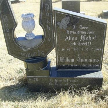 SWARTS Willem Johannes 1930-2002 &amp; Alina Mabel GREEF 1930-1989