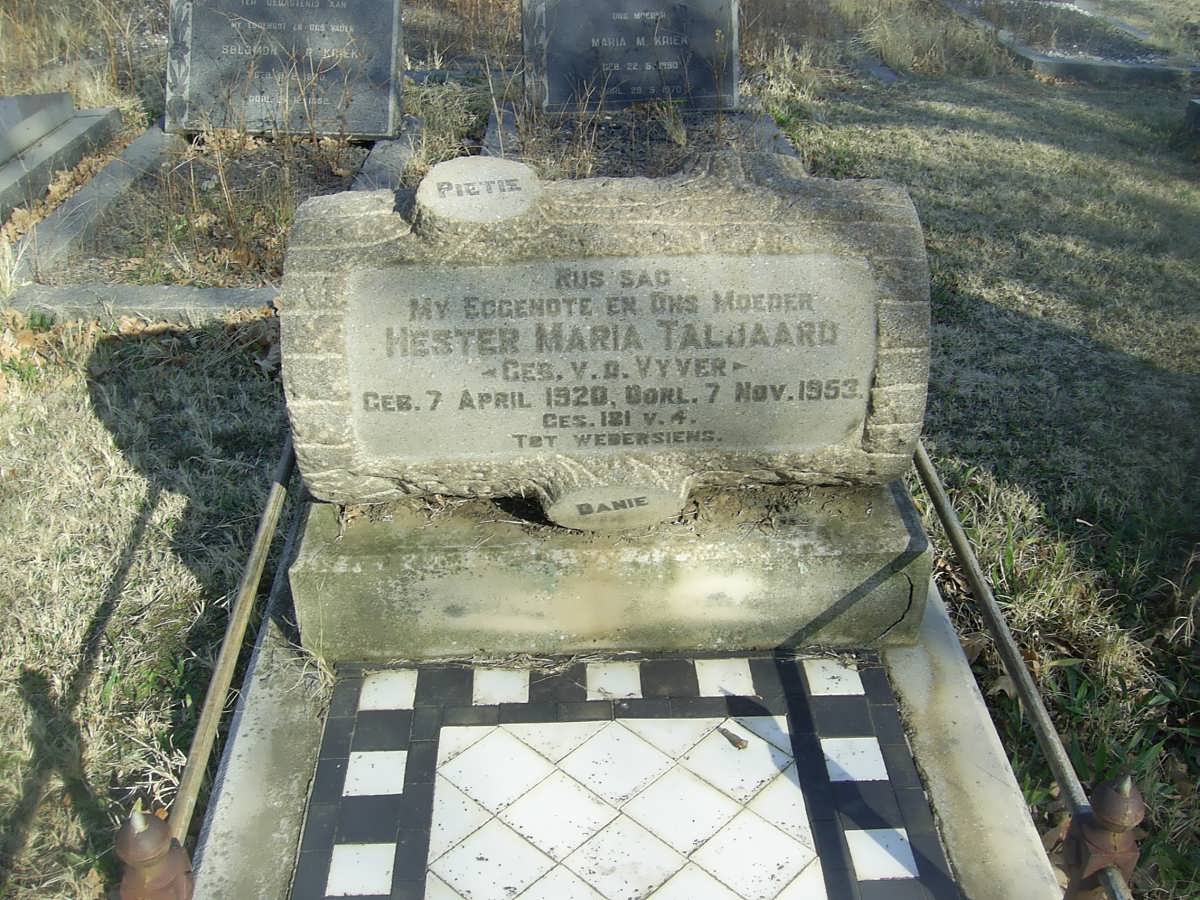 TALJAARD Hester Maria nee VAN DER VYVER 1920-1953