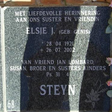 STEYN Elsie J. nee GENIS 1921-2002