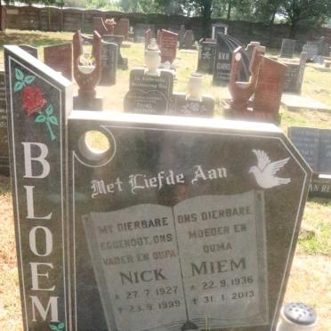BLOEM Nick 1927-1999 &amp; Miem 1936-2013