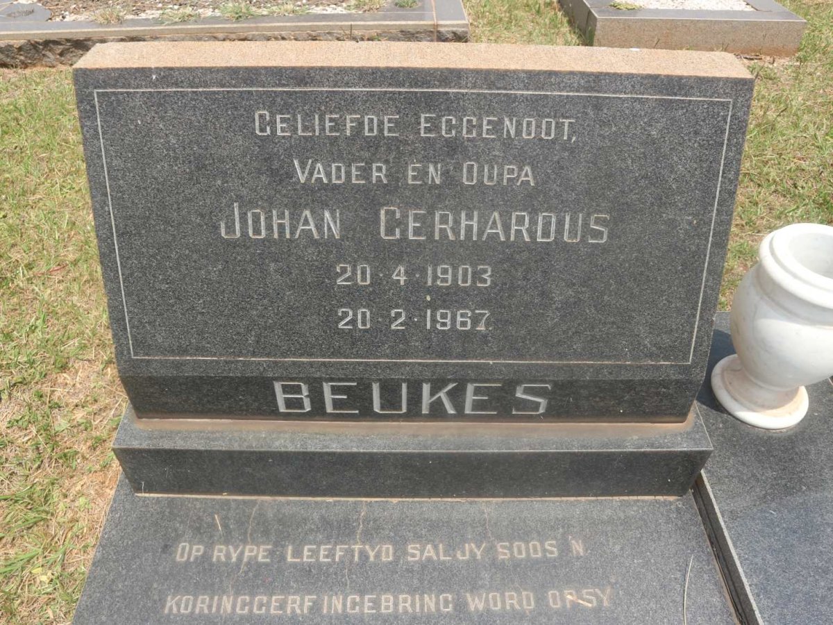 BEUKES Johan Gerhardus 1903-1967