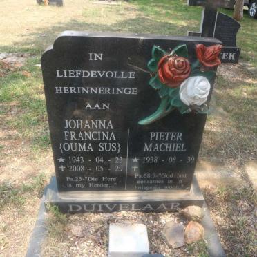 DUIVELAAR Pieter Machiel 1938- &amp; Johanna Francina 1943-2008