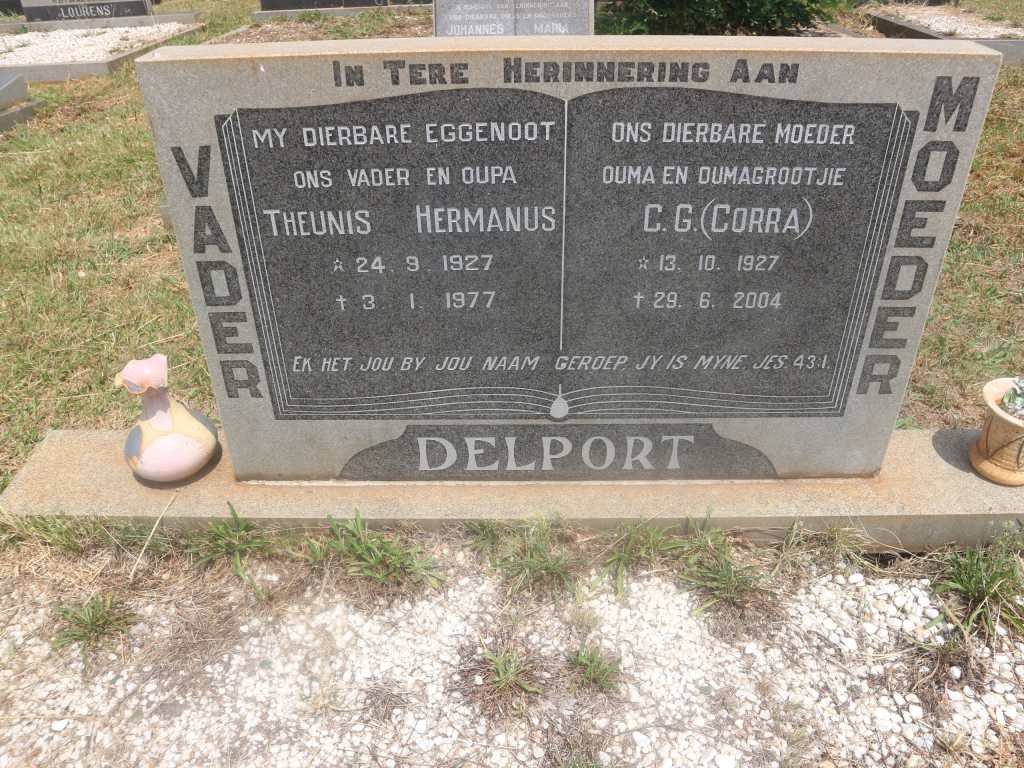 DELPORT Theunis Hermanus 1927-1977 &amp; C.G. 1927-2004