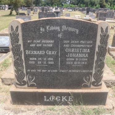 LOCKE Bernard Gray 1910-1959 &amp; Christina Johanna 1914-1971