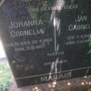 MARAIS Jan Gabriël 1887-1864 &amp; Johanna Cornelia OLIVIER 1903-1957