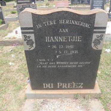 PREEZ Hannetjie, du 1941-1971