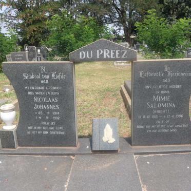 PREEZ Nicolaas Johannes, du 1914-1982 &amp; Mimie Salomina KNIGHT 1915-1986