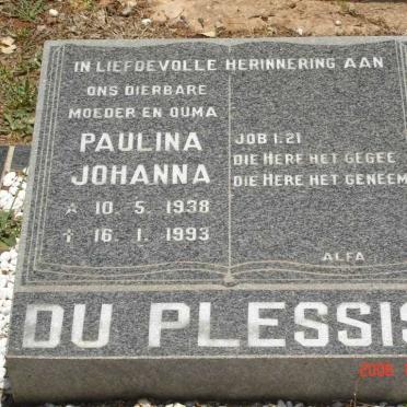 PLESSIS Paulina Johanna, du 1938-1993