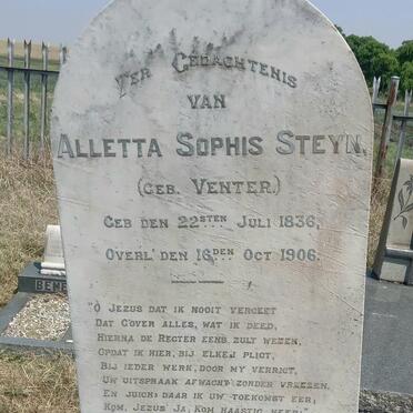 STEYN Alletta Sophis nee VENTER 1836-1906